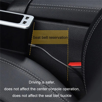 ABS+Metal Car Seat Gap Storage Box Phone Keys Cards Organizer Case with Dual USB Port