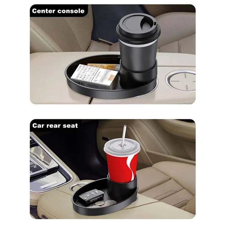 SD-1043 Multi-function Organizer Table Car Cup Holder Expander with Rotating Tray