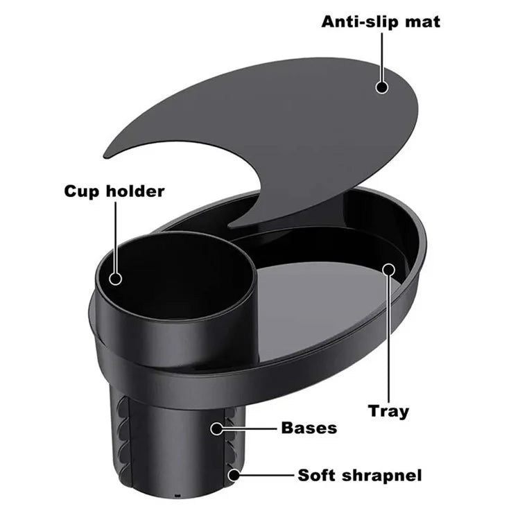 SD-1043 Multi-function Organizer Table Car Cup Holder Expander with Rotating Tray