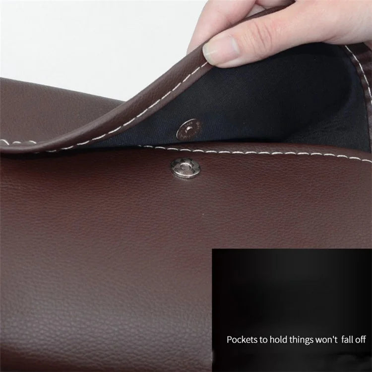 Leather Car Back Seat Storage Bag Automotive Seat Back Organizer for Bottle, Snack, Napkin