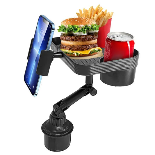 SB-6088 Universal Car Cup Holder Tray 360-Degree Rotating Car Tray Table with Cell Phone Stand for Eating / Watching