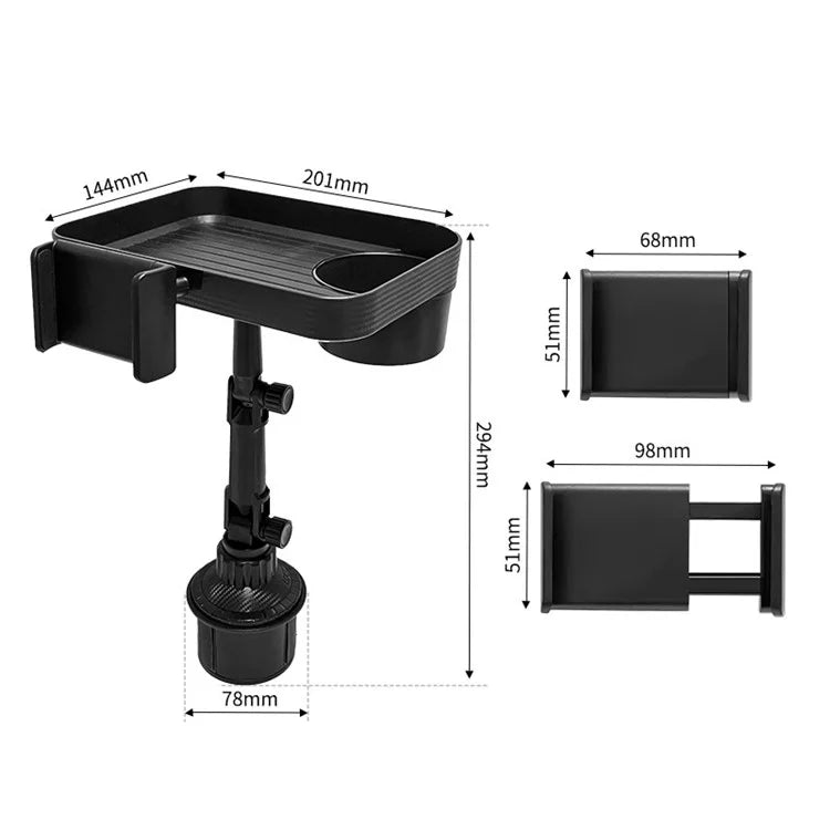 SB-6088 Universal Car Cup Holder Tray 360-Degree Rotating Car Tray Table with Cell Phone Stand for Eating / Watching