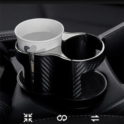 Carbon Fiber Pattern Car Water Cup Holder Multifunctional Car Drink Holder with Rotatable Base