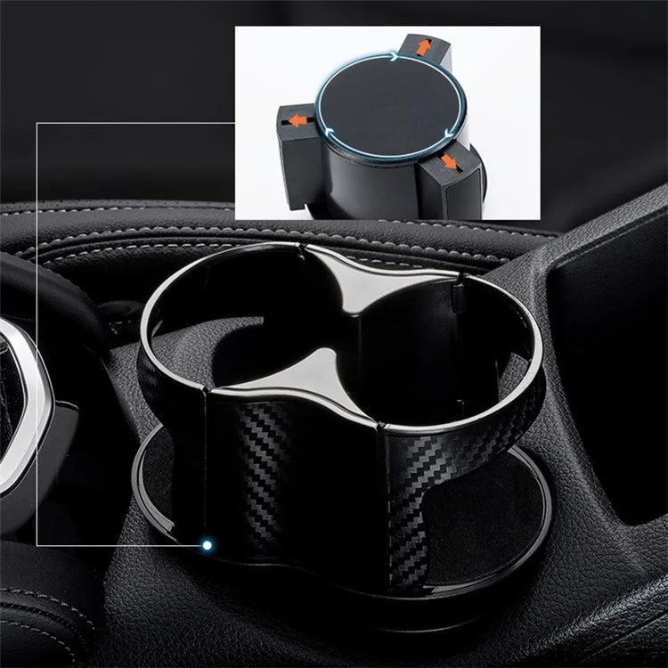 Carbon Fiber Pattern Car Water Cup Holder Multifunctional Car Drink Holder with Rotatable Base