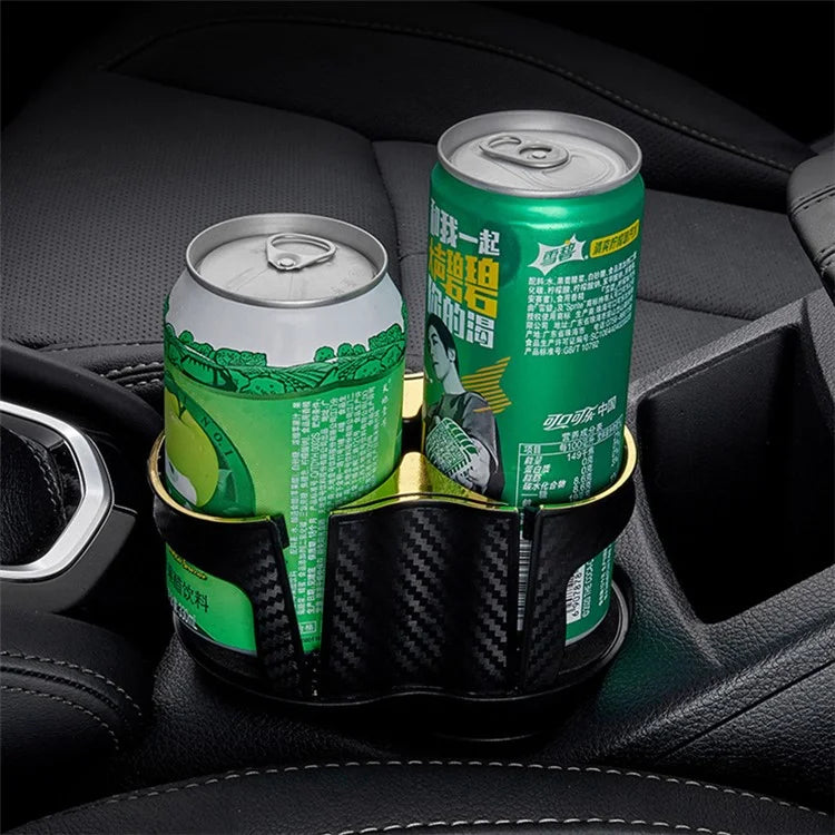 Carbon Fiber Pattern Car Water Cup Holder Multifunctional Car Drink Holder with Rotatable Base