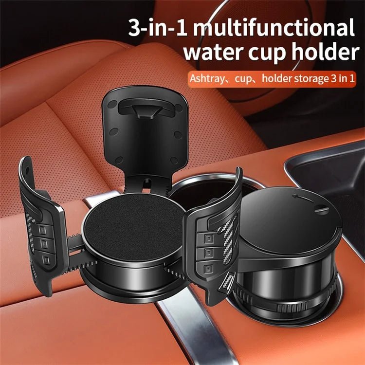 3-in-1 Multifunctional Car Water Cup Holder with Removable Ashtray Anti-Slip Adjustable Car Cup Drink Holder Expander Adapter