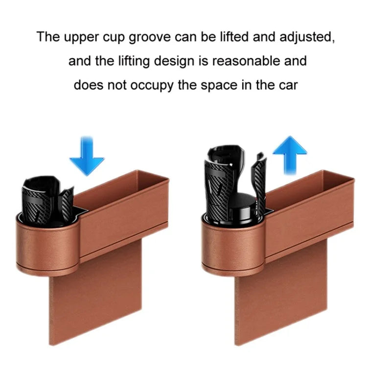 Car Seat Gap Filler Cup Holder ABS+PU Leather Auto Crevice Storage Organizer Box, Driver Side
