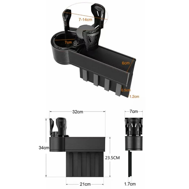 Car Seat Gap Filler Cup Holder ABS+PU Leather Auto Crevice Storage Organizer Box, Driver Side