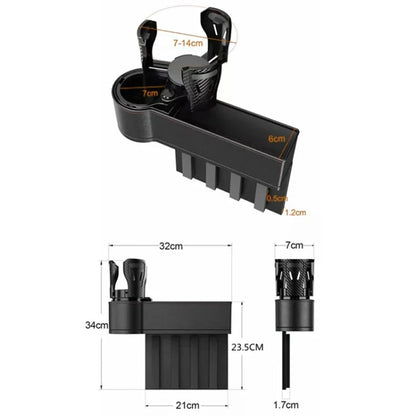 Car Seat Gap Filler Cup Holder ABS+PU Leather Auto Crevice Storage Organizer Box, Driver Side
