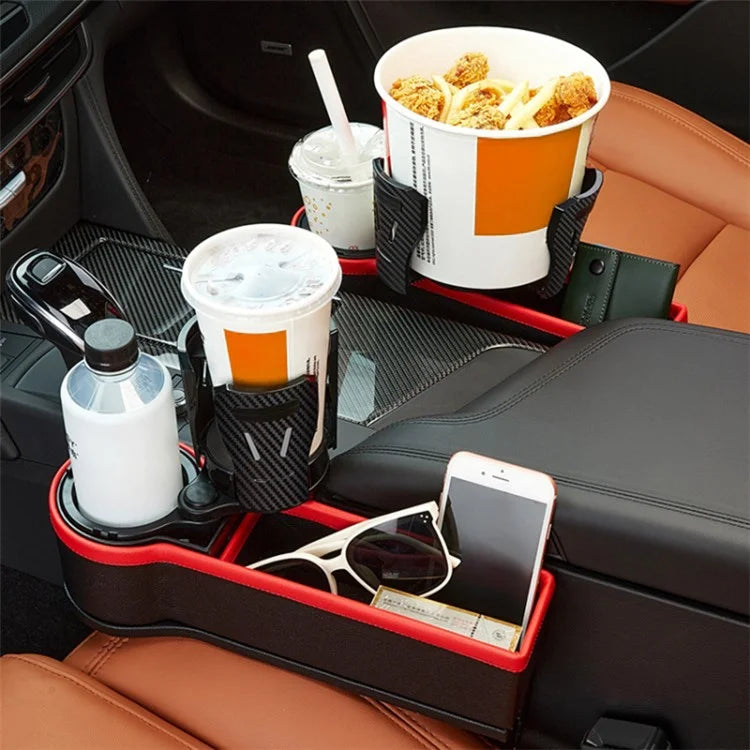 ABS+PU Leather Auto Crevice Storage Organizer Box Car Seat Gap Filler Cup Holder, Front Passenger Side