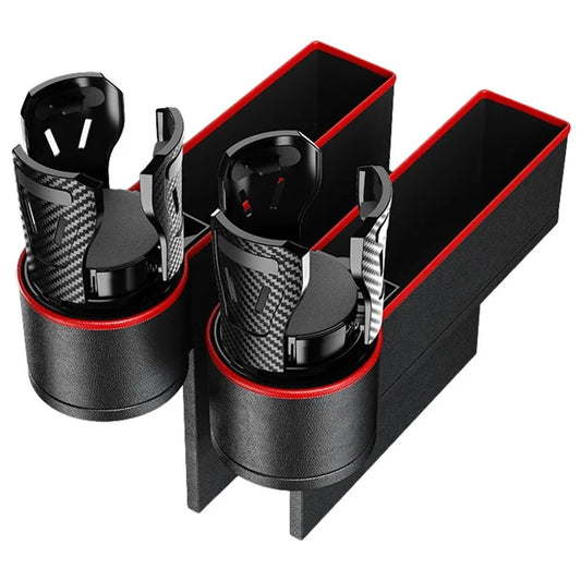 2Pcs / Set Car Crevice Storage Box ABS+PU Leather Seat Gap Filler Cup Holder, Driver + Front Passenger Side