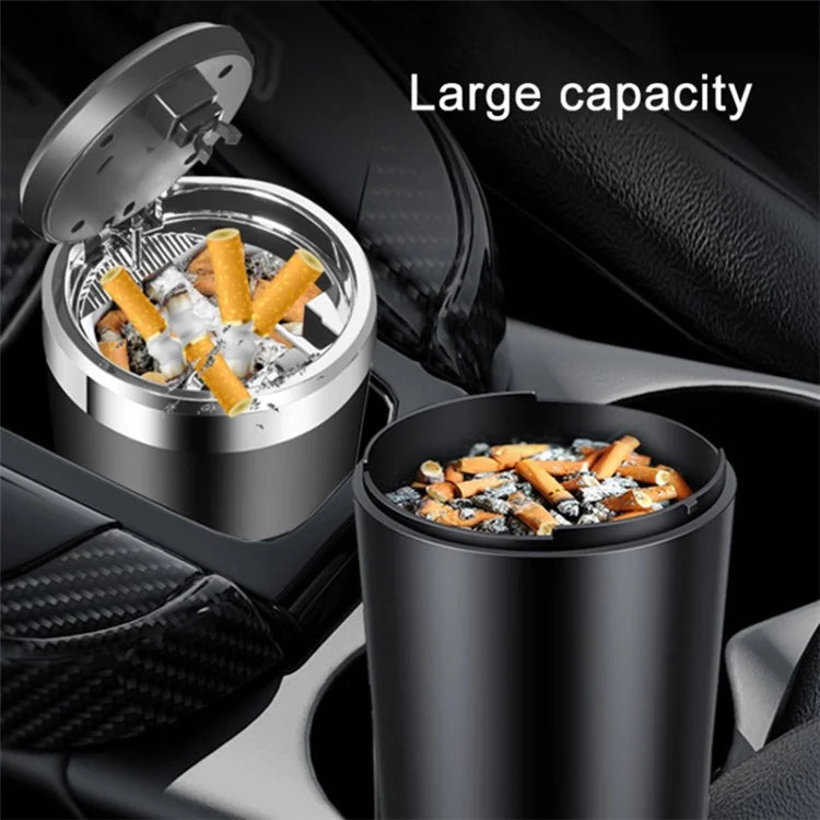 ABS+Metal Liner LED Light Car Ashtray Vehicle Interior Garbage Can Ashtray with Lid