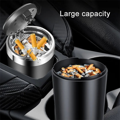 ABS+Metal Liner LED Light Car Ashtray Vehicle Interior Garbage Can Ashtray with Lid