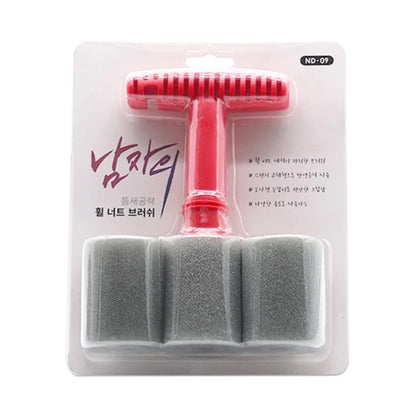 ND-09 Car Wheel Fitting Lug Nut Cleaning Brush with 3 Replaceable Sponge Heads