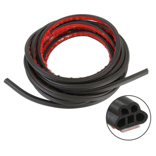10m 5-Hole Car Door Hood Trunk Rubber Seal Strip Vehicle Door Noise Insulation Anti-collision Adhesive Strip