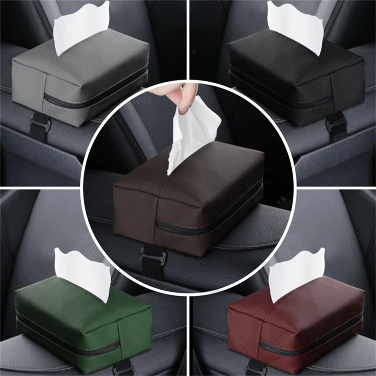 Napa Leather Car Tissue Box Holder Back Seat Headrest Hanging Tissue Box