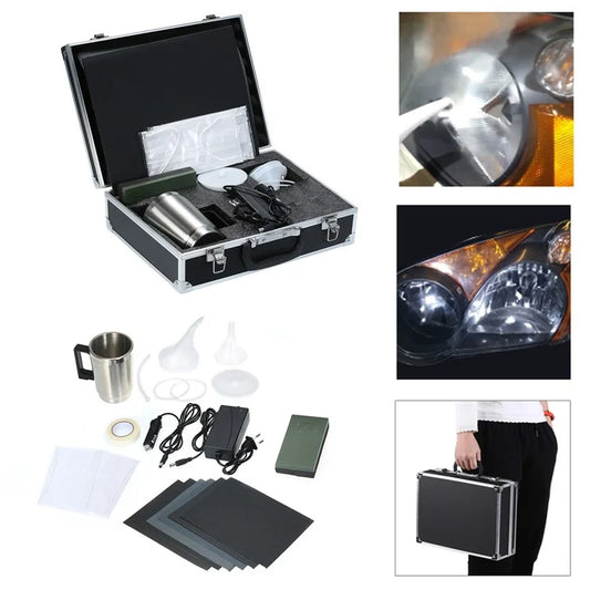 Car Headlight Restoration Kit Auto Headlight Lens Glass Polish Restore Set Atomizing Cup Head Light Renovation Tools (EU Plug)