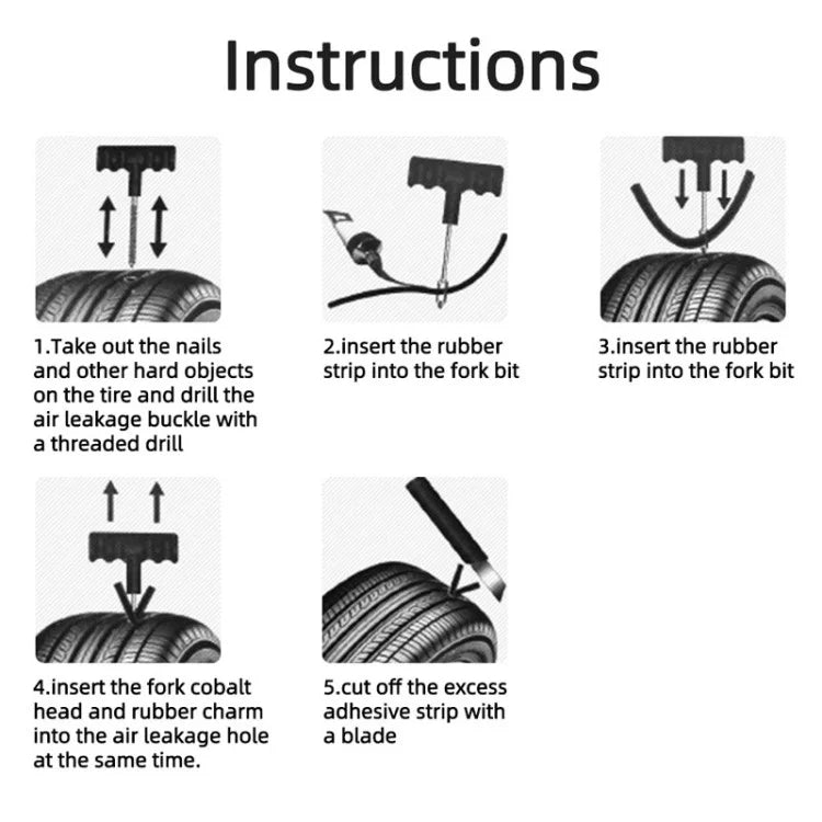 10Pcs / Set Car Tyre Puncture Repair Kit Auto Tire Repair Accessories for Truck Motorcycle