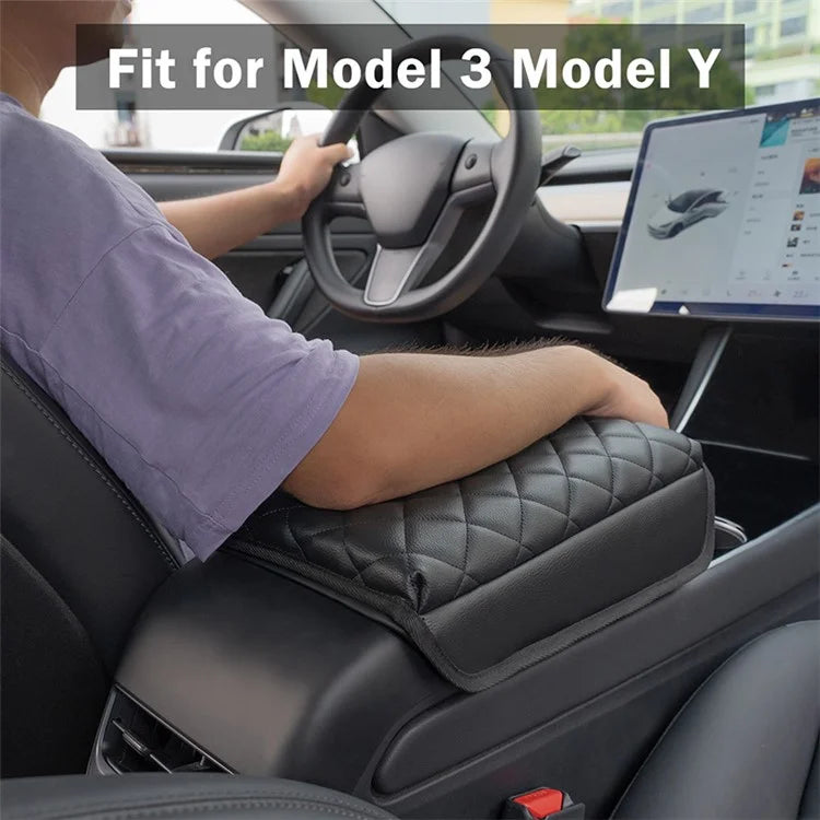 TS000658 For Model 3 / Y 2017-2022 PU Leather Car Armrest Cover Center Console Armrest Box Protector Lid Pad
