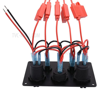 WUPP Car Yacht Combination Switch Round 5-Position Dual USB Car Charger Voltmeter Control Panel Switch