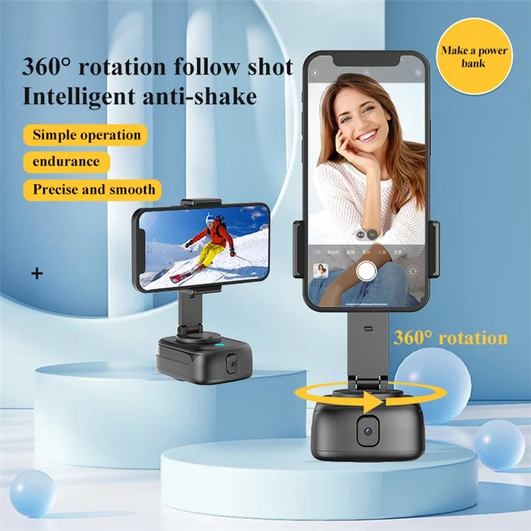 Q11 Auto Face Tracking 360-Degree Rotation Camera Phone Clip Mount Camera Portable Charger