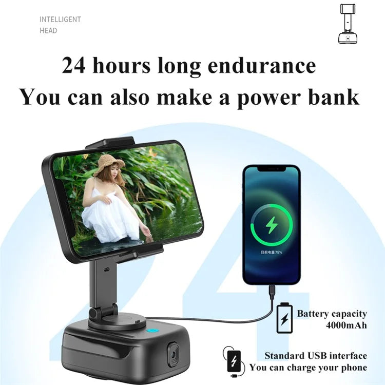 Q11 Auto Face Tracking 360-Degree Rotation Camera Phone Clip Mount Camera Portable Charger