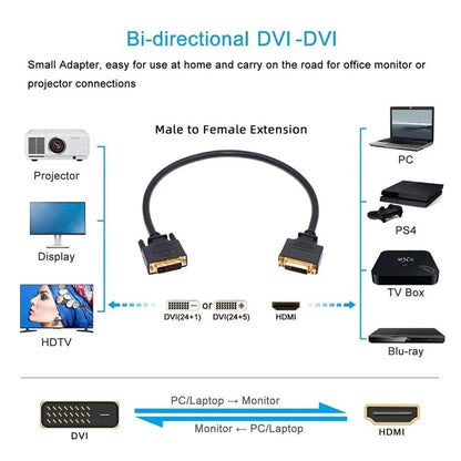 DB-005 50cm DVI 24+1 Male to Female Extension Cable DVI-D Dual Link Digital Video for Monitor