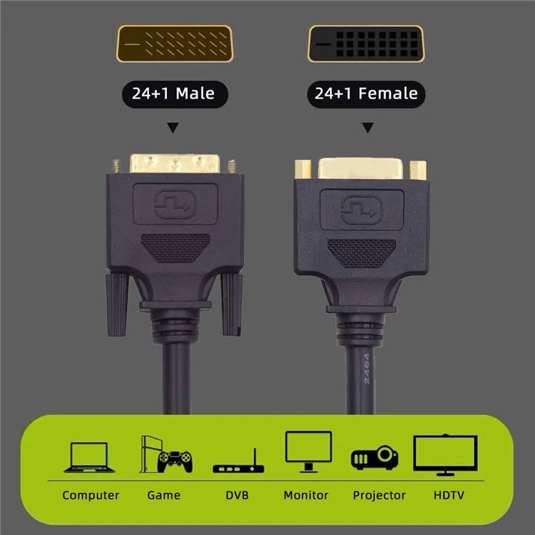DB-005 50cm DVI 24+1 Male to Female Extension Cable DVI-D Dual Link Digital Video for Monitor