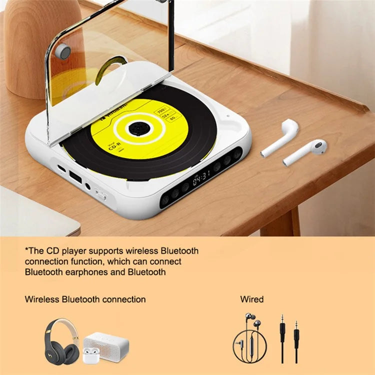 KC-918 CD Player with LCD Screen Portable Bluetooth Speaker Audio Repeater for Home Car