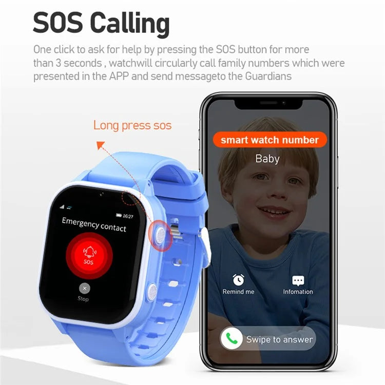 D1 Kids Smart Bracelet 1.85-Inch SOS 4G Children Voice Call SOS Function Phone Watch (1+8G)