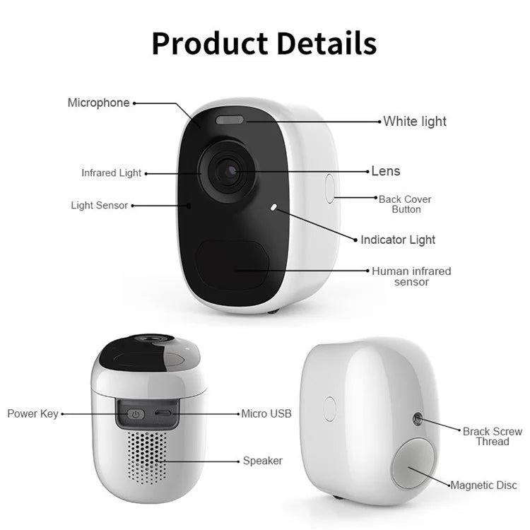 HUBVIEW CG1 PIR Body Induction Wireless Camera WiFi Surveillance Cam Remote Monitor, with 32GB Memory Card