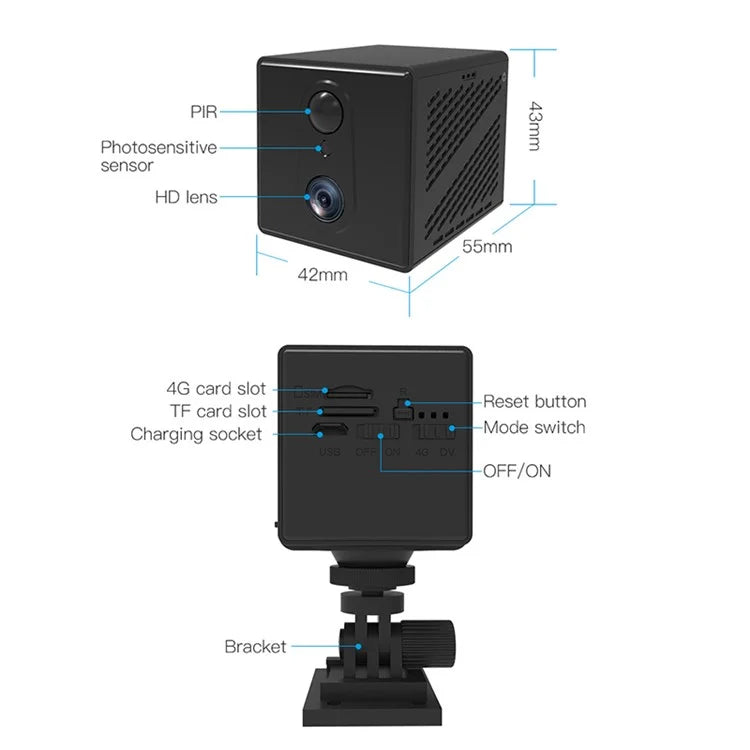 4G 3MP Home Security Camera Wireless Two-Way Talk Night Vision Camera (APP: Okam), No Memory Card