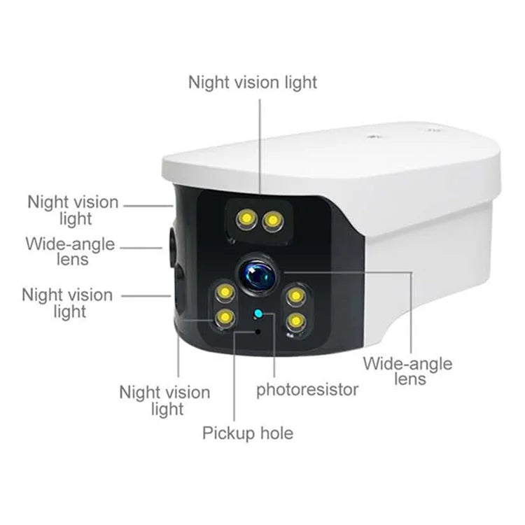 WiFi 180-Degree Wide Angle Dual Lens Camera Motion Detection Alarm Home Security Camera, No Memory Card