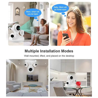 HD WiFi Camera Motion Detection Night Vision 3-Lens Home Security Camera, No Memory Card