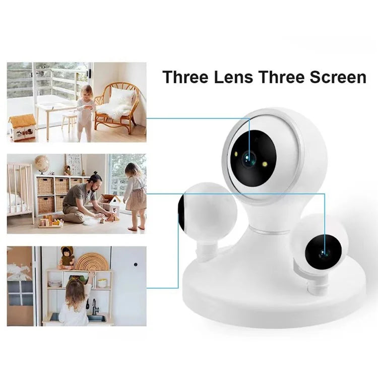 HD WiFi Camera Motion Detection Night Vision 3-Lens Home Security Camera, No Memory Card