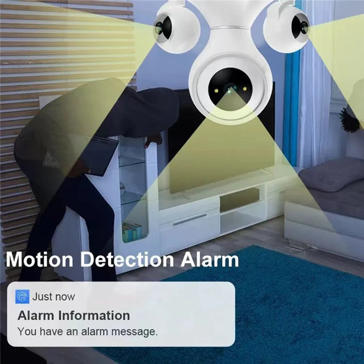 HD WiFi Camera Motion Detection Night Vision 3-Lens Home Security Camera, No Memory Card