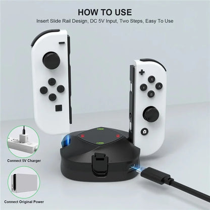 TOPWOLF HS-SW139 For Nintendo Switch / Switch OLED Joy-Con Controllers 4-in-1 Charging Dock Station