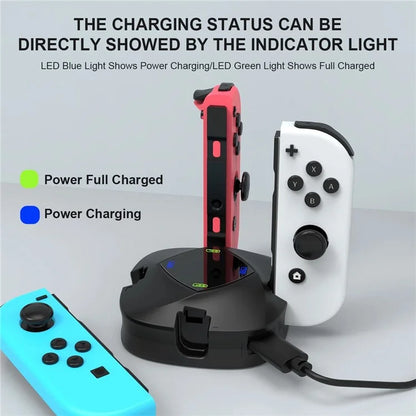 TOPWOLF HS-SW139 For Nintendo Switch / Switch OLED Joy-Con Controllers 4-in-1 Charging Dock Station