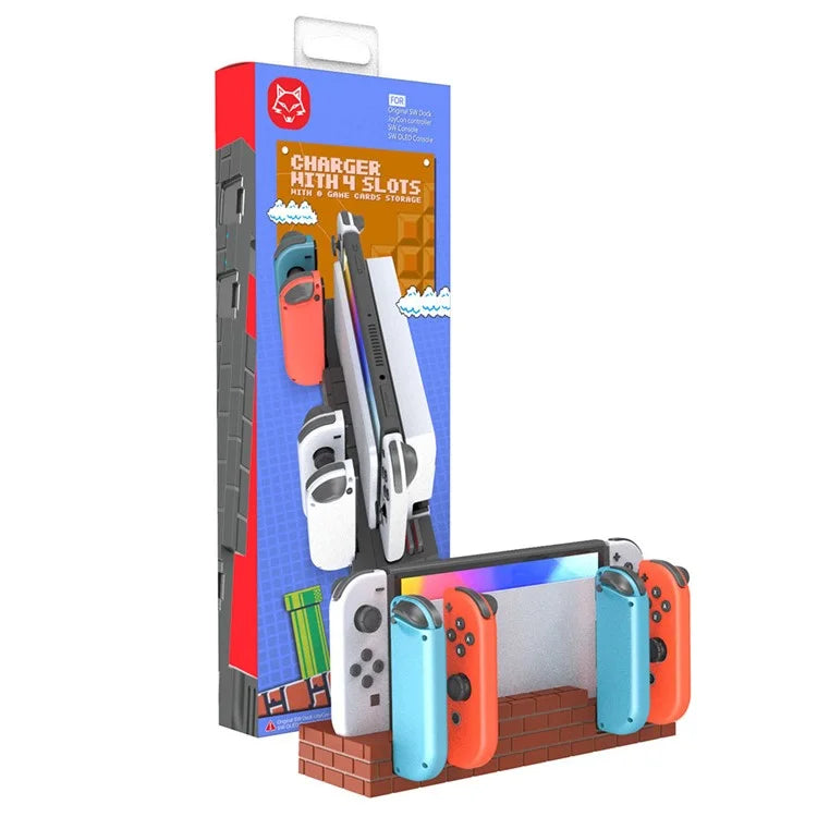 TOPWOLF HS-SW488 For Nintendo Switch / Switch OLED Joy-Con Controllers Charging Dock Game Card Holder