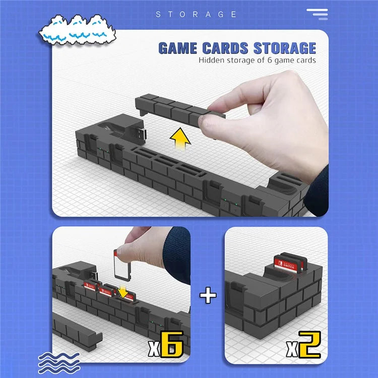 TOPWOLF HS-SW488 For Nintendo Switch / Switch OLED Joy-Con Controllers Charging Dock Game Card Holder