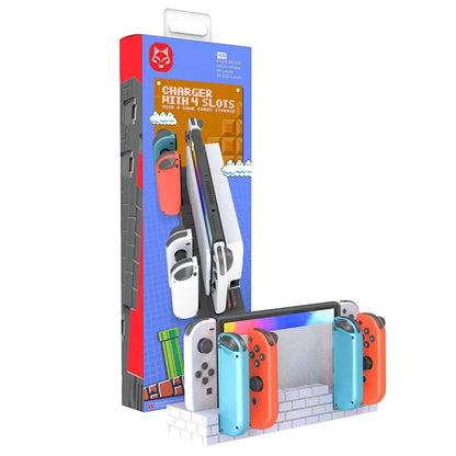 TOPWOLF HS-SW488 For Nintendo Switch / Switch OLED Joy-Con Controllers Charging Dock Game Card Holder