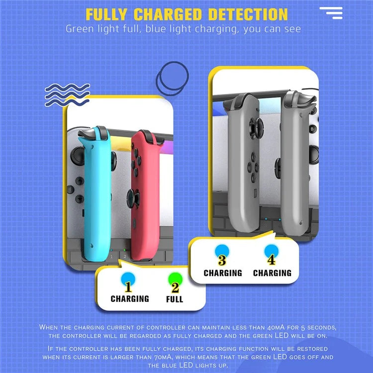 TOPWOLF HS-SW488 For Nintendo Switch / Switch OLED Joy-Con Controllers Charging Dock Game Card Holder