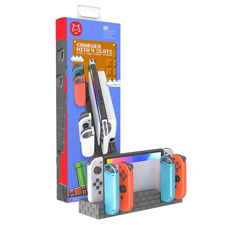 TOPWOLF HS-SW488 For Nintendo Switch / Switch OLED Joy-Con Controllers Charging Dock Game Card Holder