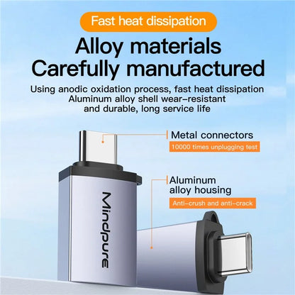 MINDPURE USB 3.2 Gen2 / Type-C Mini Converter OTG Adapter with Anti-Loss Lanyard