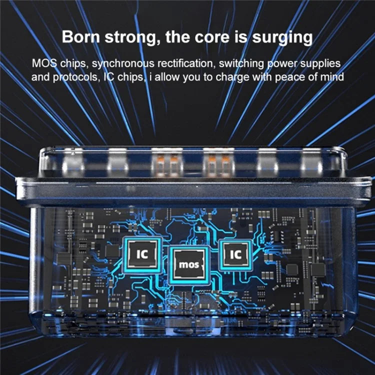 818D 160W 4 Type-C + 2 USB Portable GaN Desktop Charger Support Qi Wireless Charging