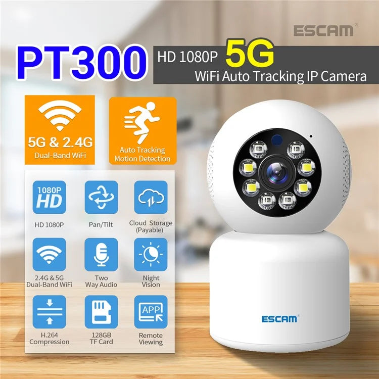 ESCAM PT300 Motion Detection Two-Way Audio Night Vision 1080P Home Security WiFi Camera