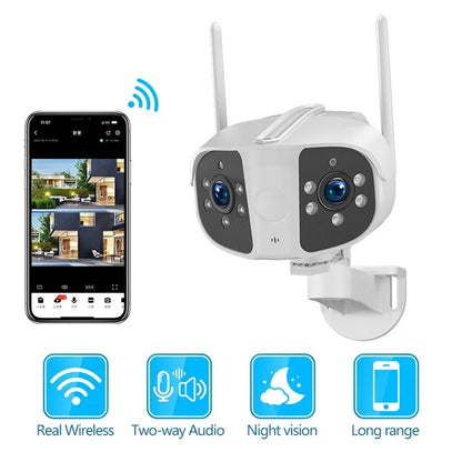 K13 Dual-lens Panoramic View Motion Detection Night Vision Camera Support Two-way Intercom