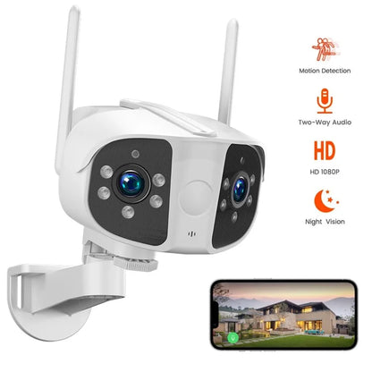 K13 Dual-lens Panoramic View Motion Detection Night Vision Camera Support Two-way Intercom