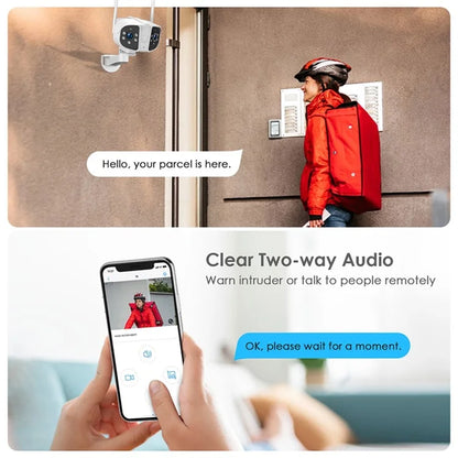 K13 Dual-lens Panoramic View Motion Detection Night Vision Camera Support Two-way Intercom