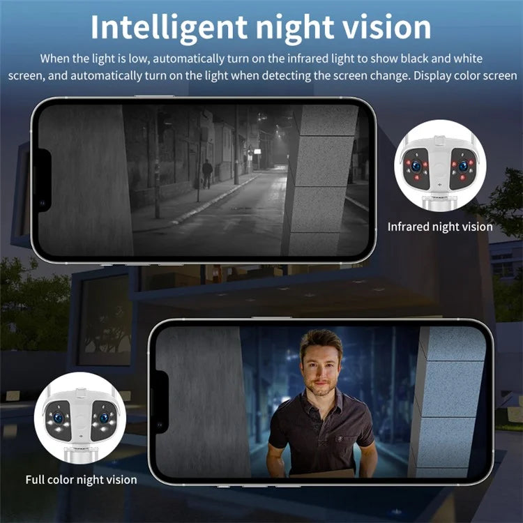 K13 Dual-lens Panoramic View Motion Detection Night Vision Camera Support Two-way Intercom